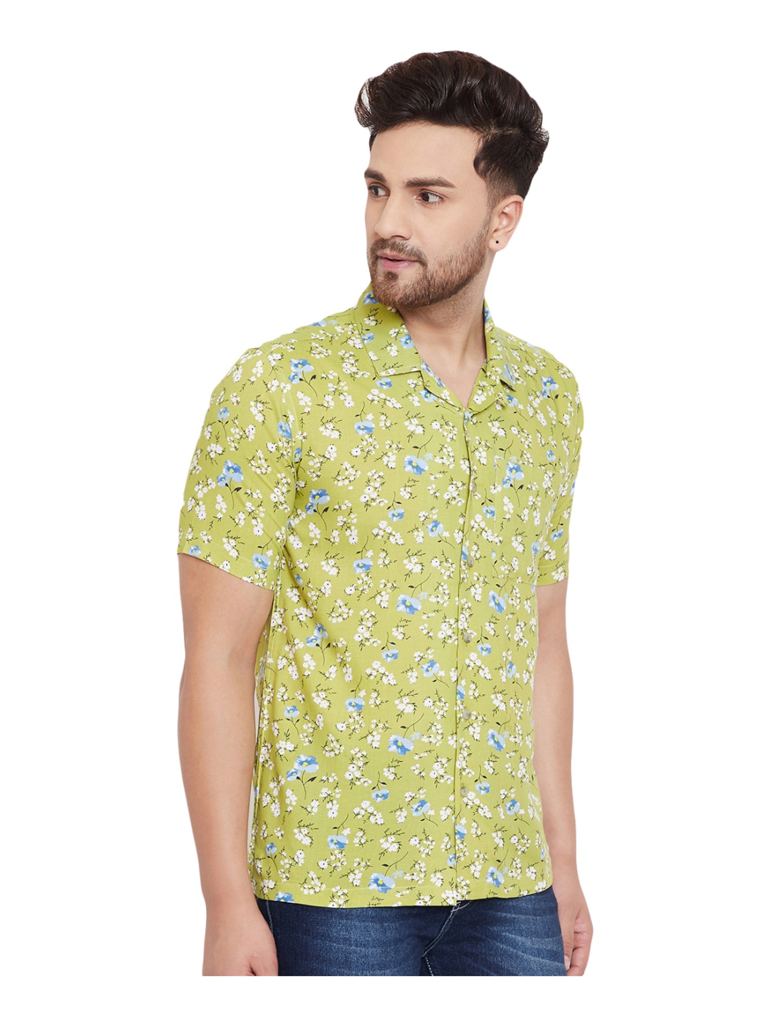 Even Green Slim Fit Printed Shirt
