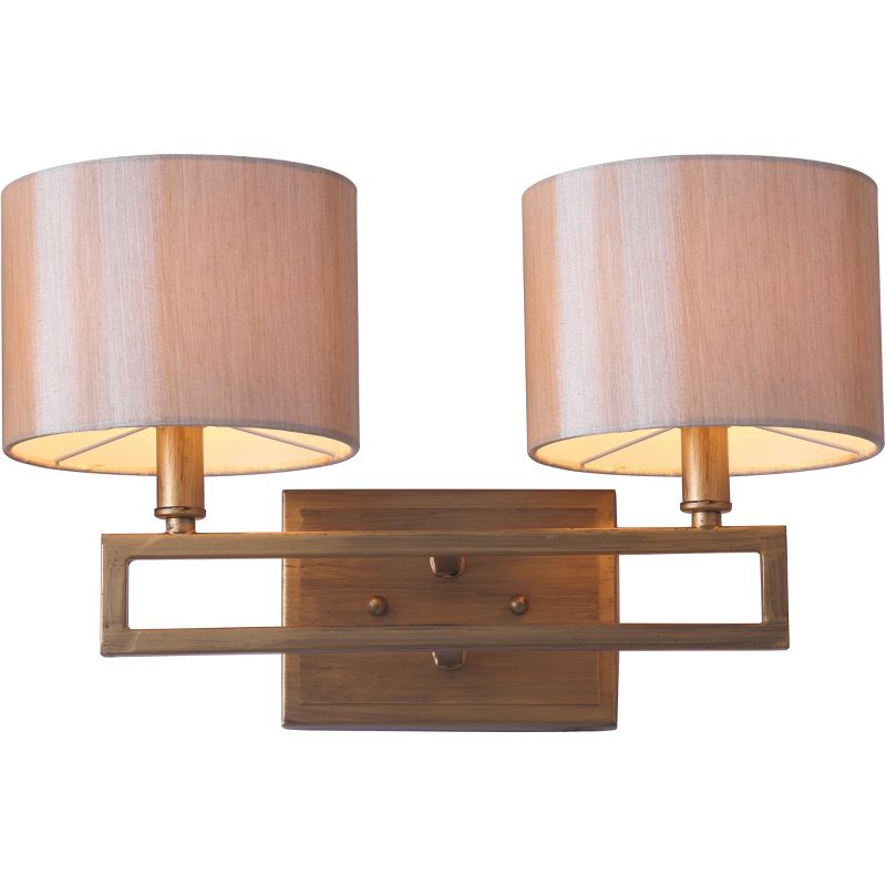 Barnes and Ivy Modern Swing Arm Wall Lamp Antique Brass Plug-In Light Fixture Taupe Fabric Bell Shade Bedroom Living Room Reading