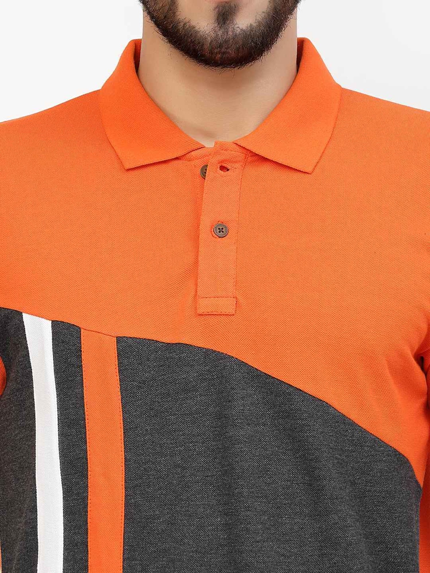 Kalt Multicolor Cotton Regular Fit Colour Block Polo T-Shirt