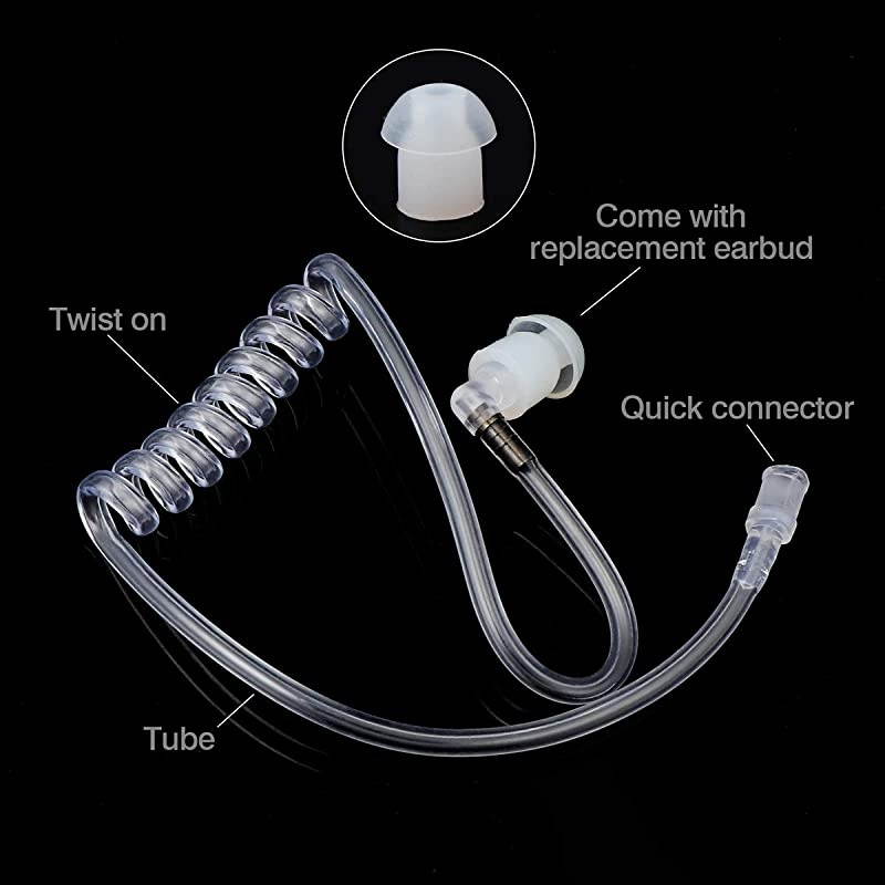 Replacement Coil Acoustic Tube for Two Way Radio Earpiece Headset Surgical Grade UV Resistant Clear Tube for Walkie Talkie Earpiece 5 Pack