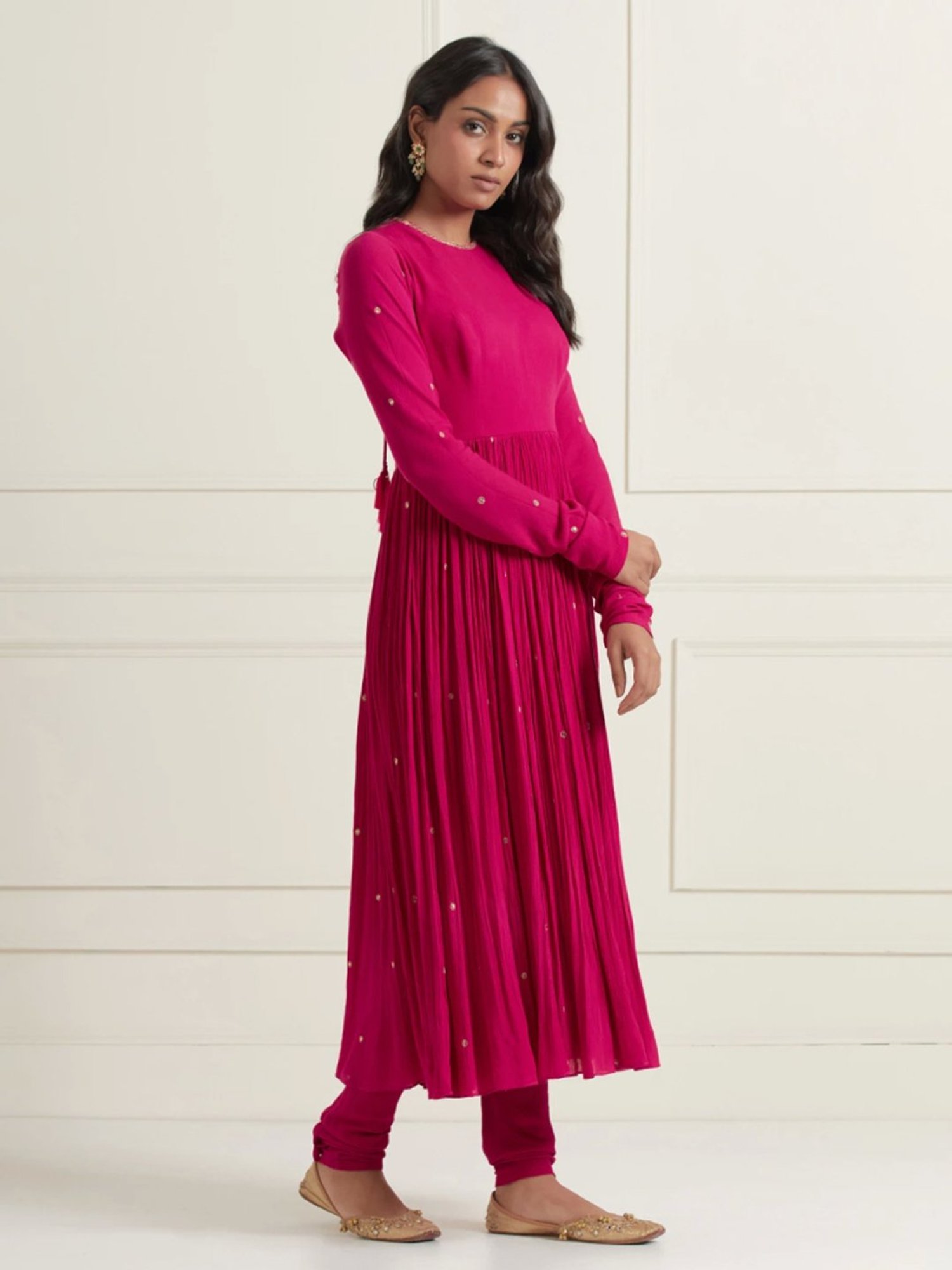 Fusion Beats Light Grey Embroidered A Line Kurta