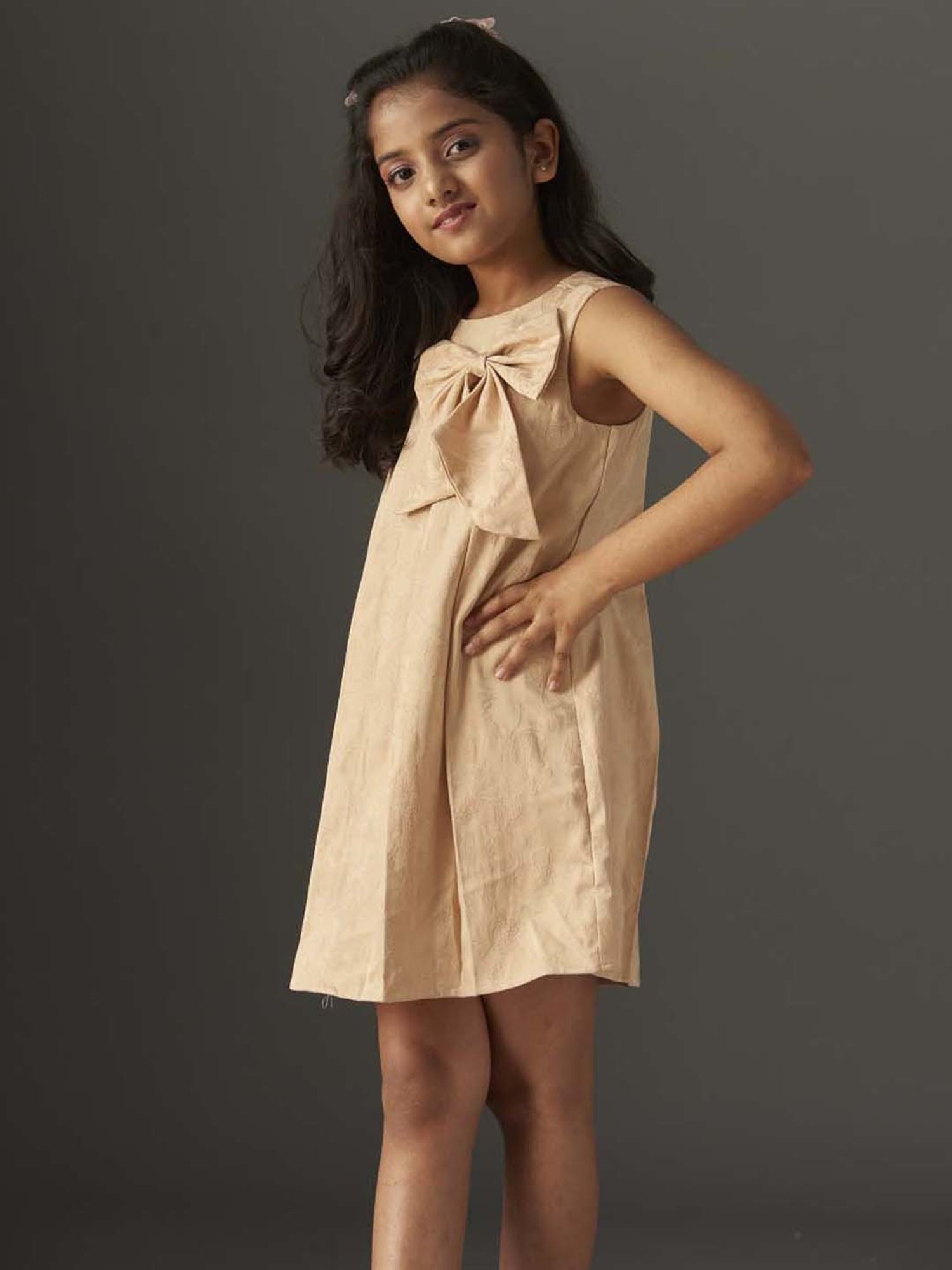 KidsDew Kids Beige Applique Dress