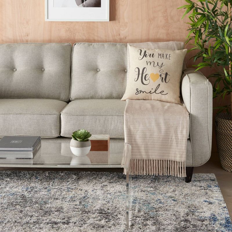 18"x18" Home Make My Heart Smile Throw Pillow Natural - Kathy Ireland Home