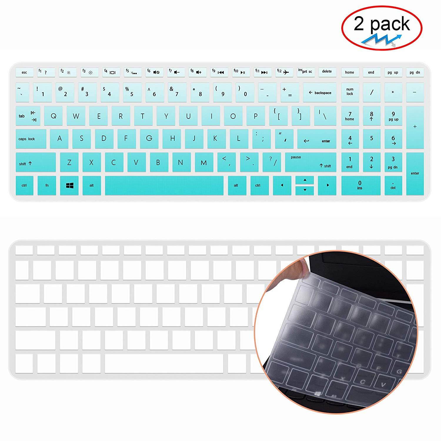 [2pack] Keyboard Cover for HP Envy x360 2-in-1 15.6" Laptop Series /2018 Newest HP Pavilion 15.6 inch Series /2018 HP Envy 17.3" 17M 17-BS 17-BW Series Touch-Screen Laptop Protective Skin(Gradualmint)
