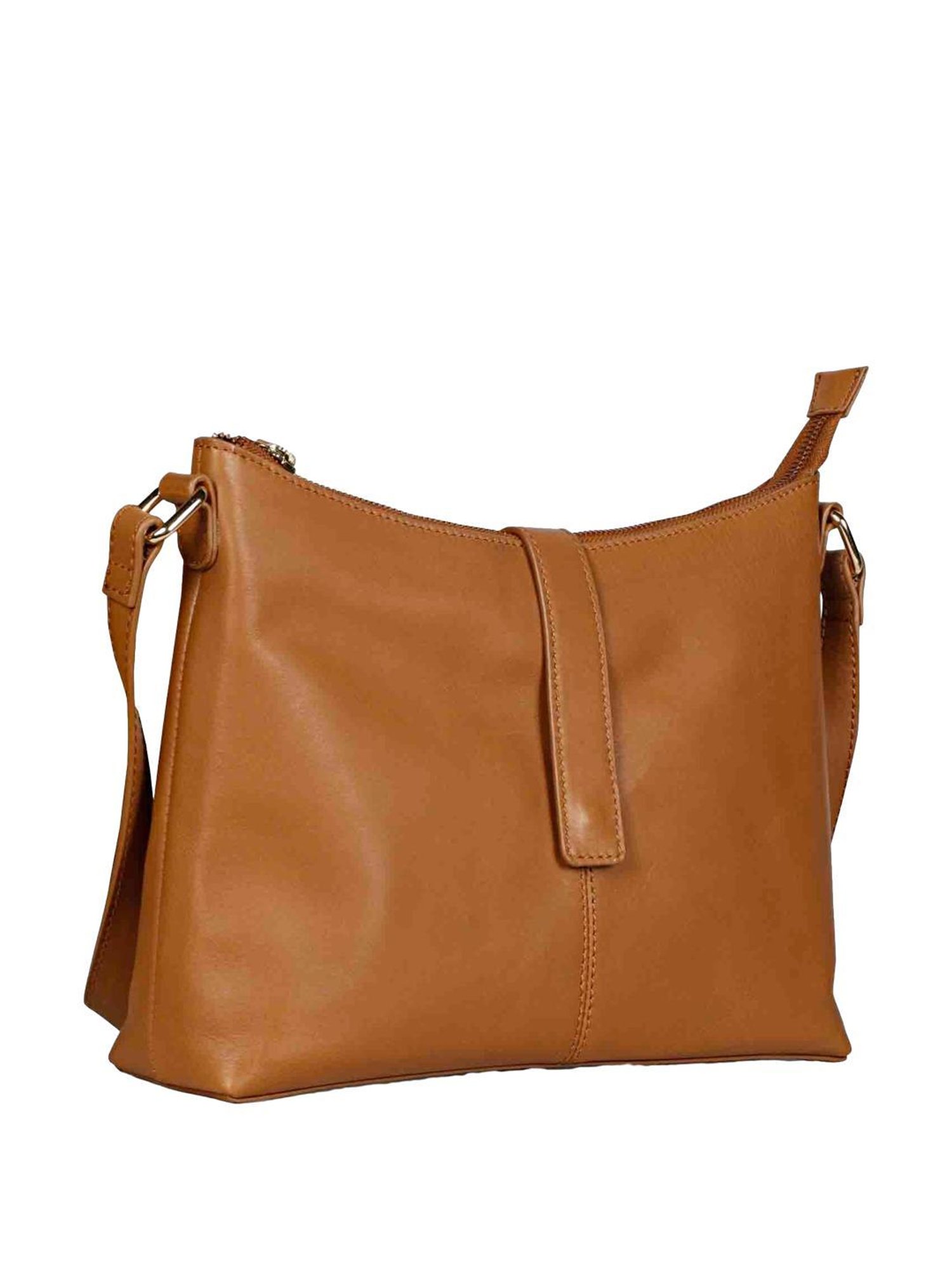 Favore Tan Solid Small Sling Handbag