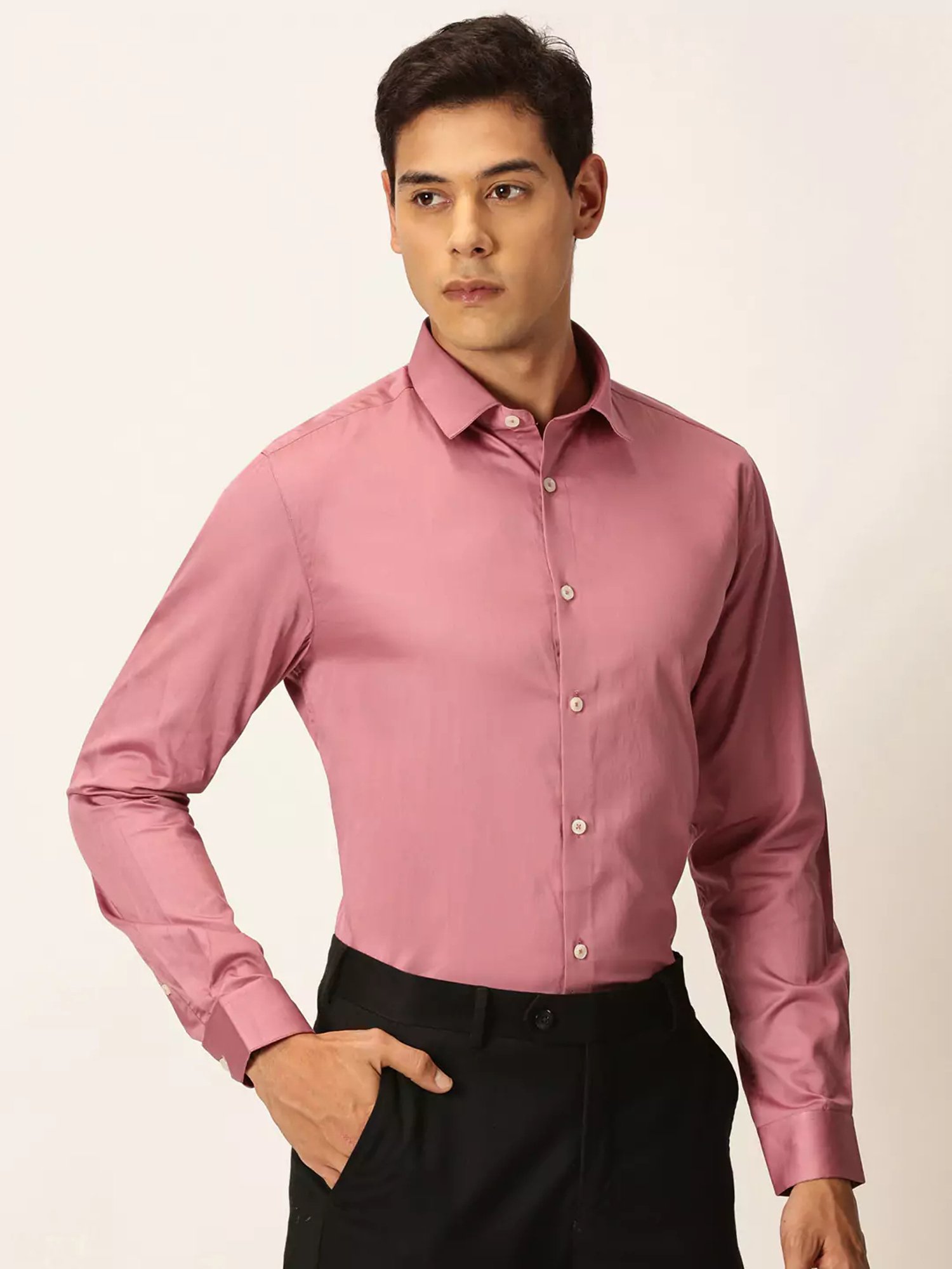 Thomas Scott Pink Slim Fit Cotton Shirt