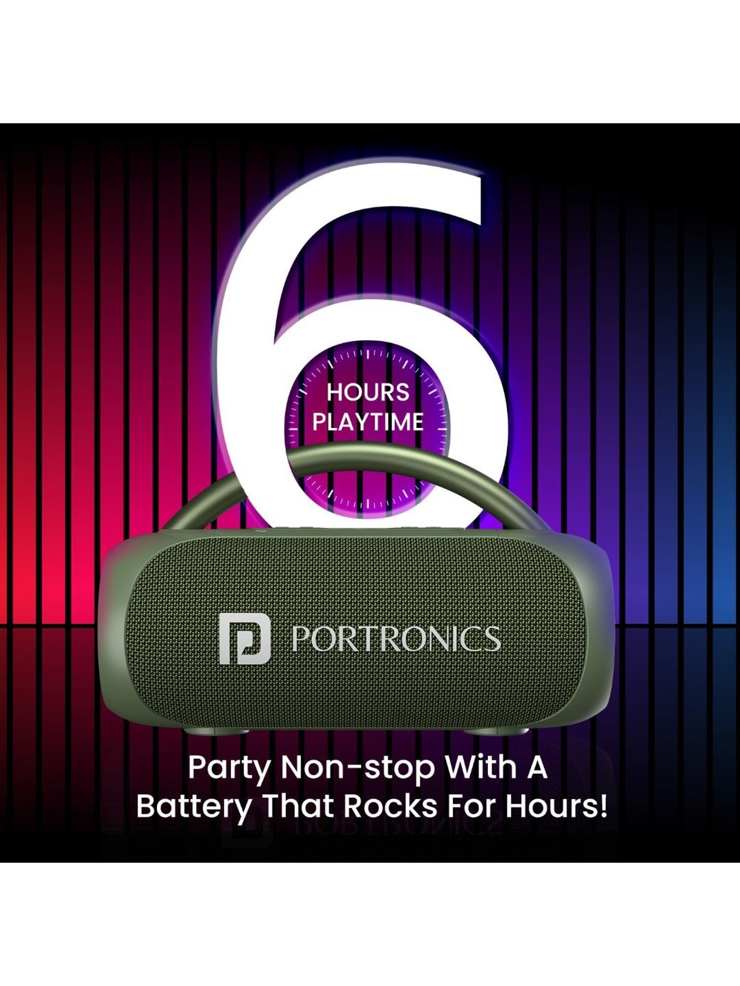Portronics Radiant 30W Wireless Bluetooth Speaker With 6 Hours Playtime (Green)