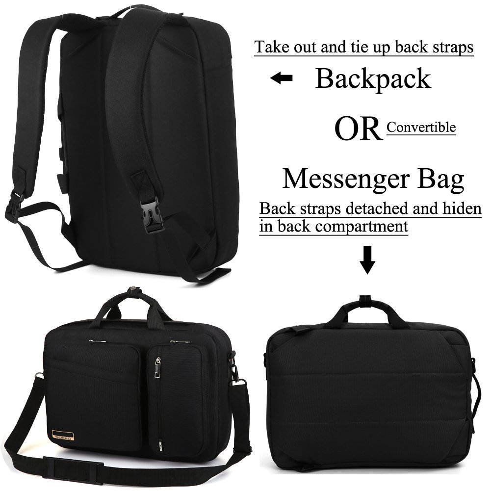 ESTONE 17.3 Inch Laptop Backpack, Large Travel Laptop Backpack, Anti Theft Water Resistant Business Backpack for Men and Women, Durable Lightweight School College Bag, Black