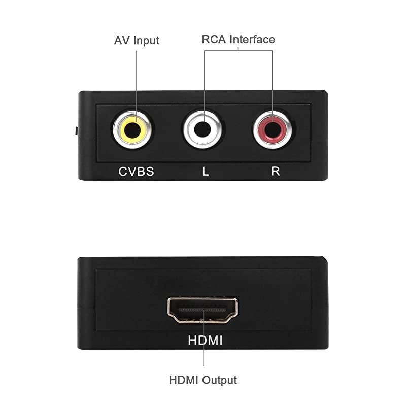AV to HDMI Converter RCA Composite CVBS to HDMI Video Audio Converter AdapterSupport 1080P with USB Charge Cable for TVPCPS3BlueRay DVD