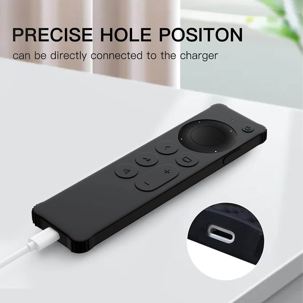 AWINNER Protective Case Compatible for 2021 Apple TV Siri Remote (2nd Generation) - Lightweight [Anti Slip] Shock Proof Silicone Cover Compatible for 2021 Apple TV 4K and Apple TV HD (Black)