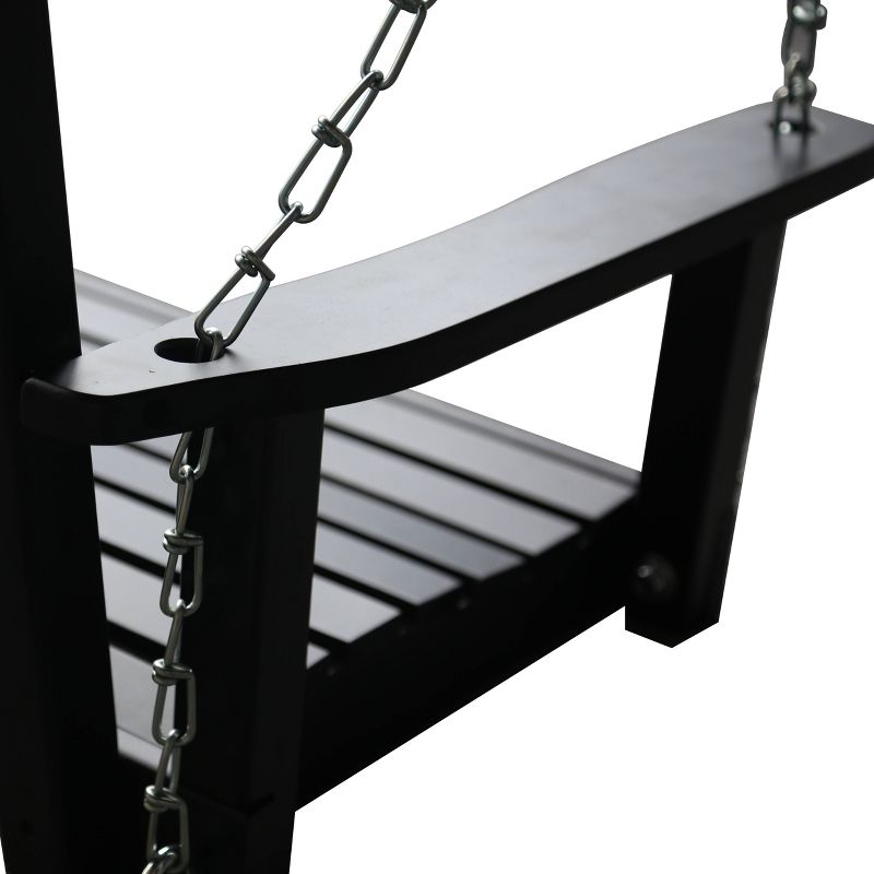 2 Person Outdoor Patio Wooden Porch Swing - Black - Veikous