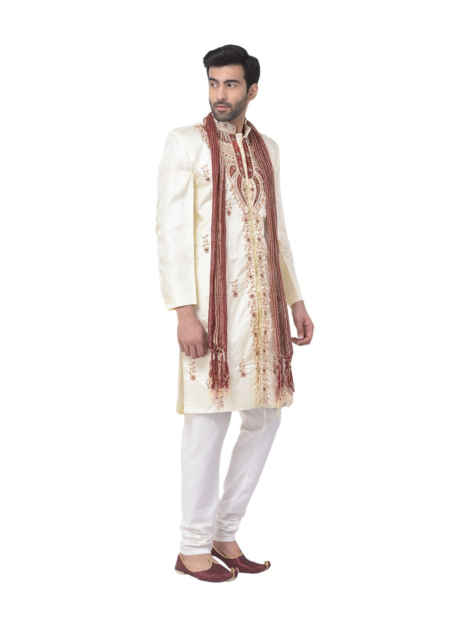 SG LEMAN Gold Regular Fit Sherwani Set
