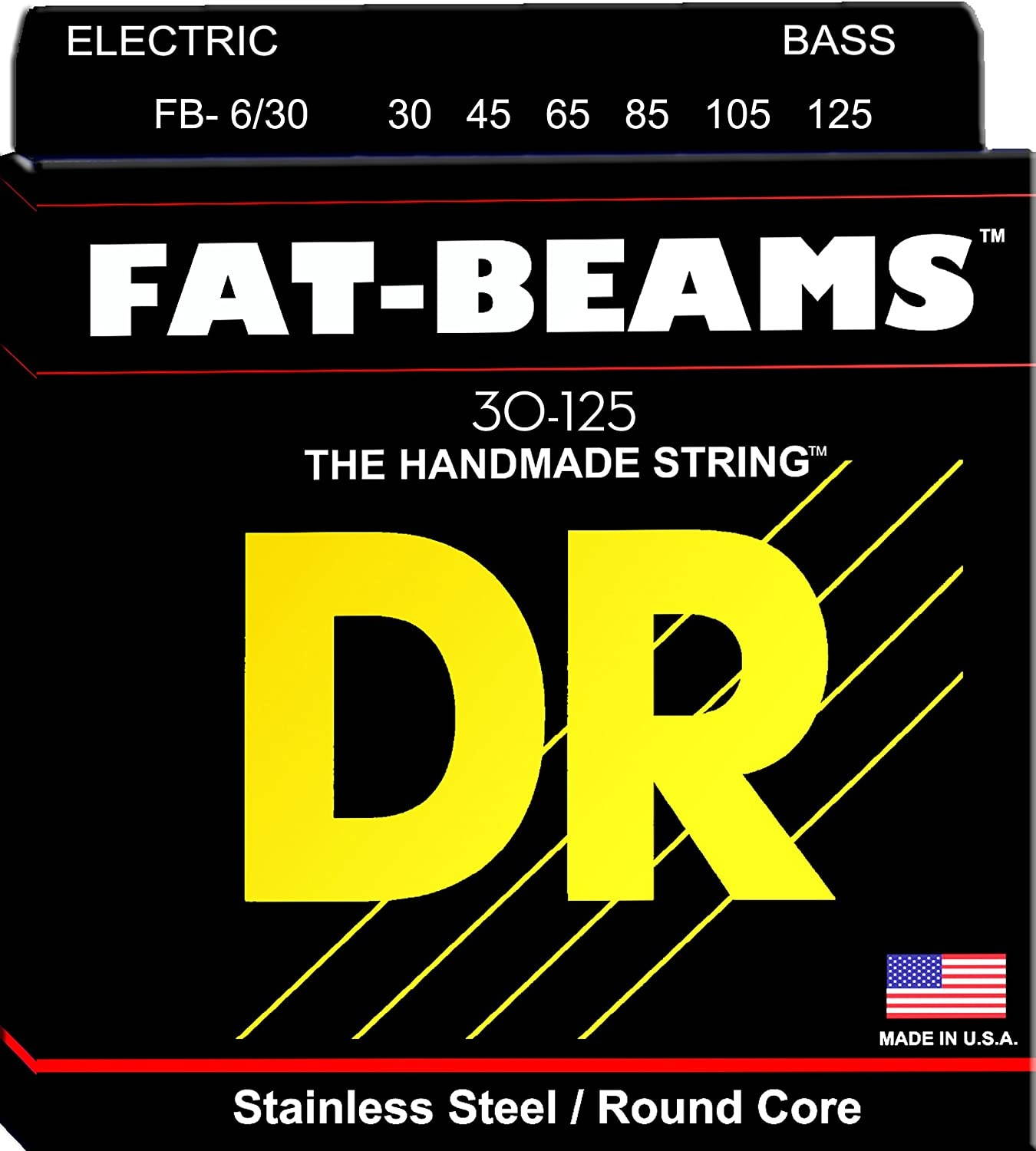 DR Strings Fat-Beams Stainless Steel Medium 6-String Bass Strings (30-125)