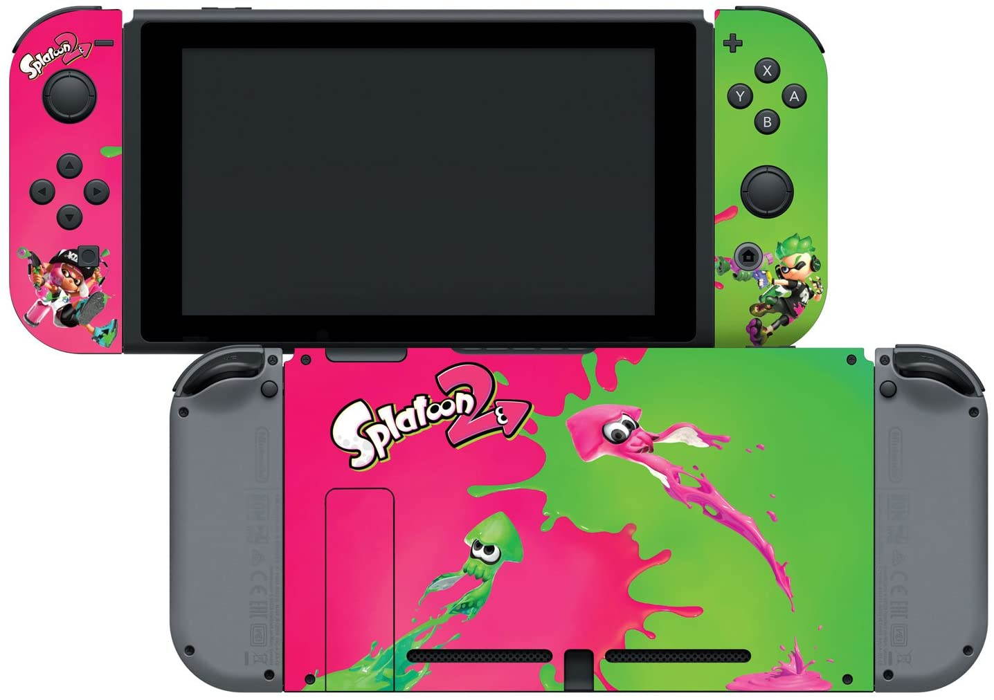 Controller Gear Nintendo Switch Skin & Screen Protector Set,  By Nintendo - Splatoon 2 "Pink Vs Green" - Nintendo Switch