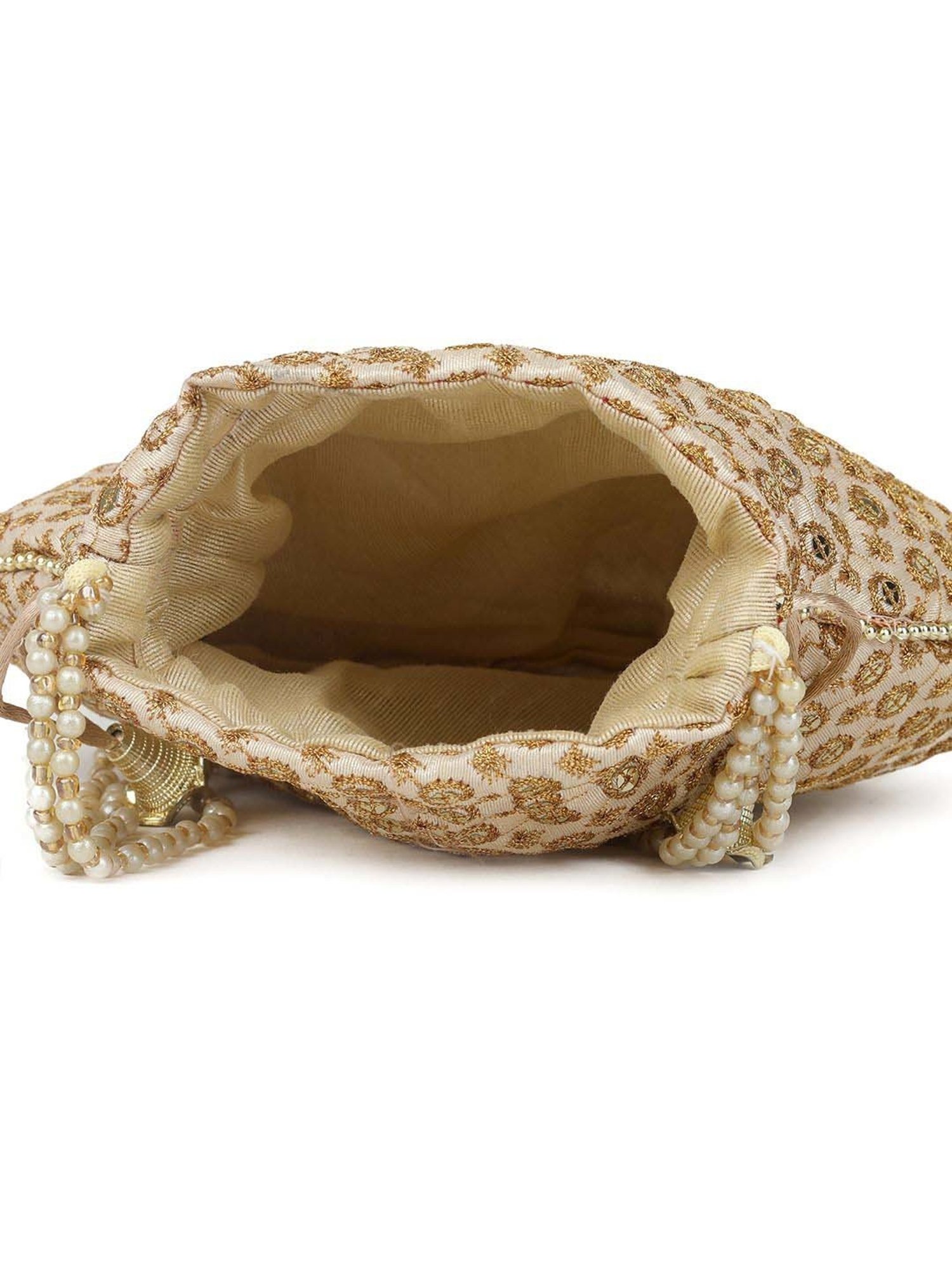 Gaurapakhi Beige Embroidered Potli