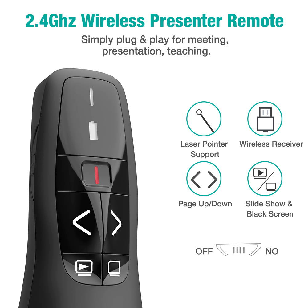 Wireless powerpoint clicker,presentation clicker, BEBONCOOL USB Presentation Remote Control PowerPoint Presentation Clicker with laser pointer for Keynote/PPT/Mac/PC&hellip;