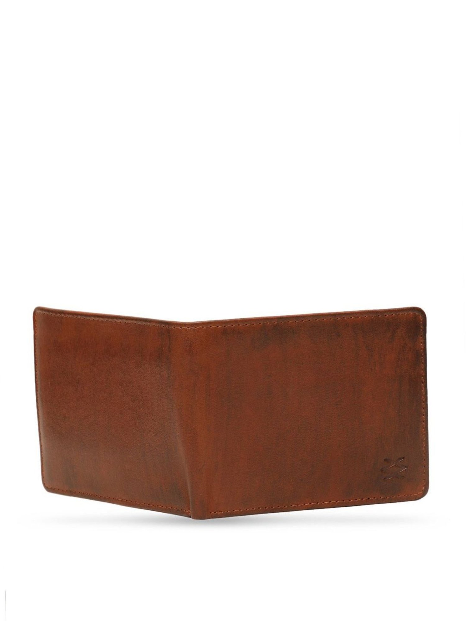 KOMPANERO Jake Cognac Leather Textured Bi-Fold Wallet