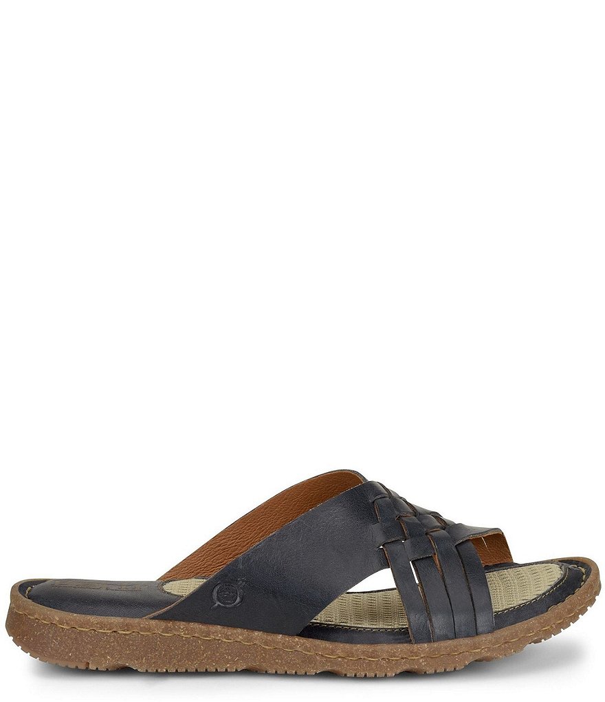 Born Basia Woven Leather Slide Sandals