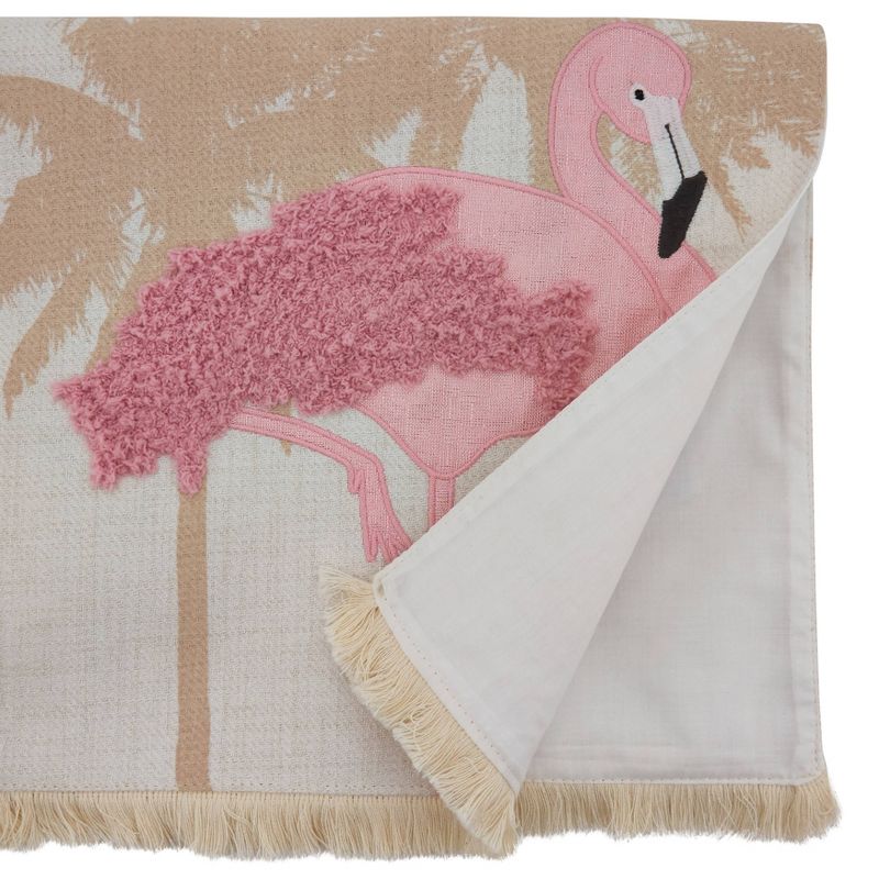 72" x 13" Polyester Flamingo Table Runner Pink - Saro Lifestyle