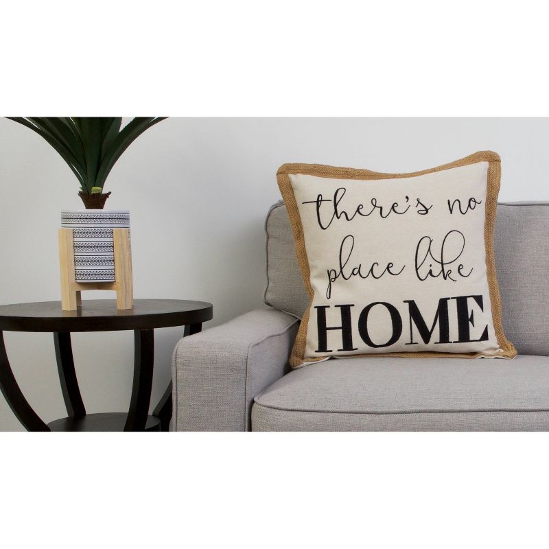 20"x20" Harika "No Place Like Home" Braided Jute Pillow - Décor Therapy
