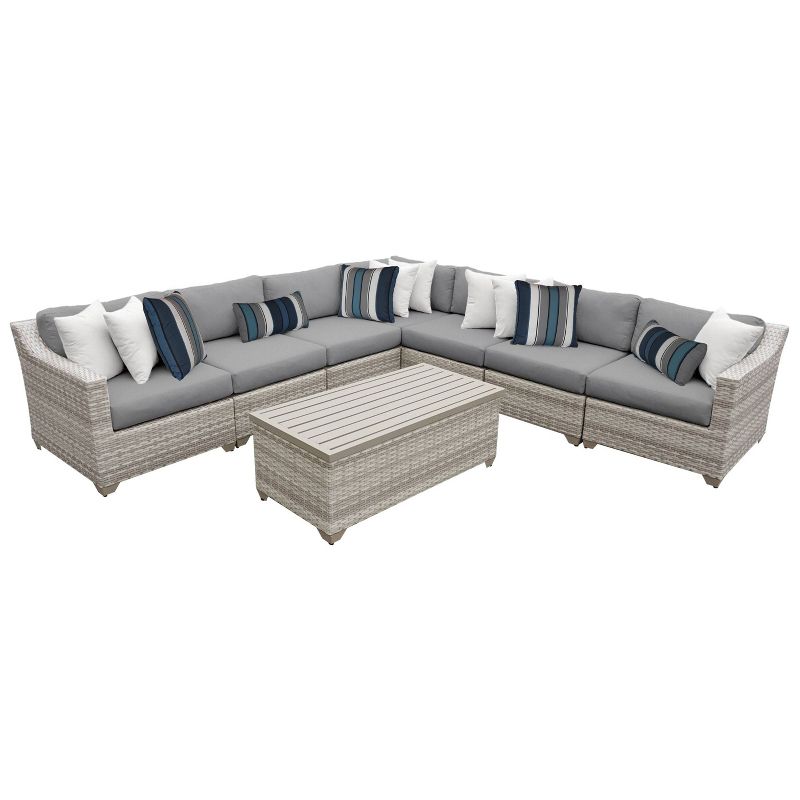 Fairmont 8pc Sectional Seating Set with Cushions - Gray - TK Classics