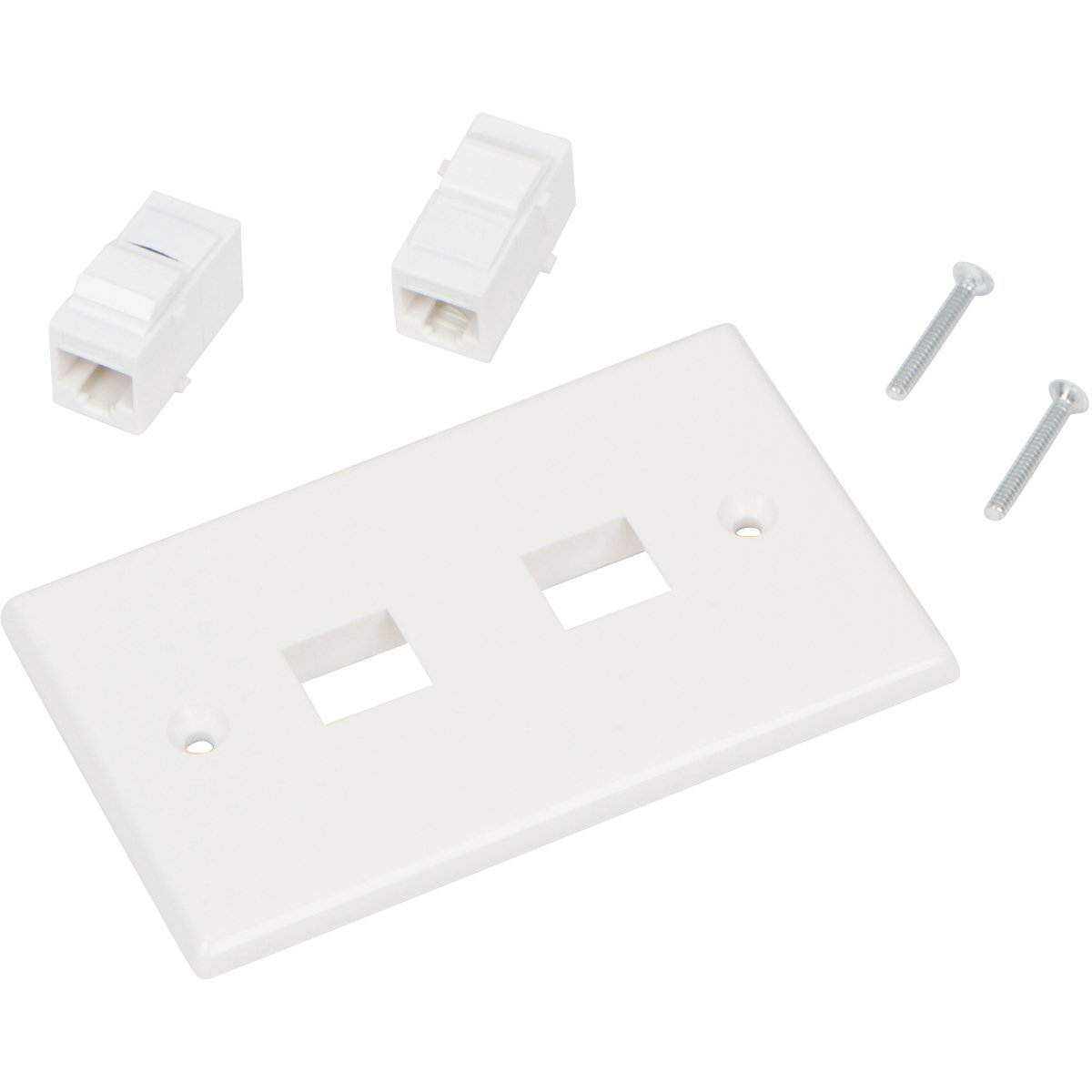 Buyer's Point 2 Port Cat6 Wall Plate, Female-Female with Single Gang Low Voltage Mounting Bracket Device Pack of 2 White 2 Port