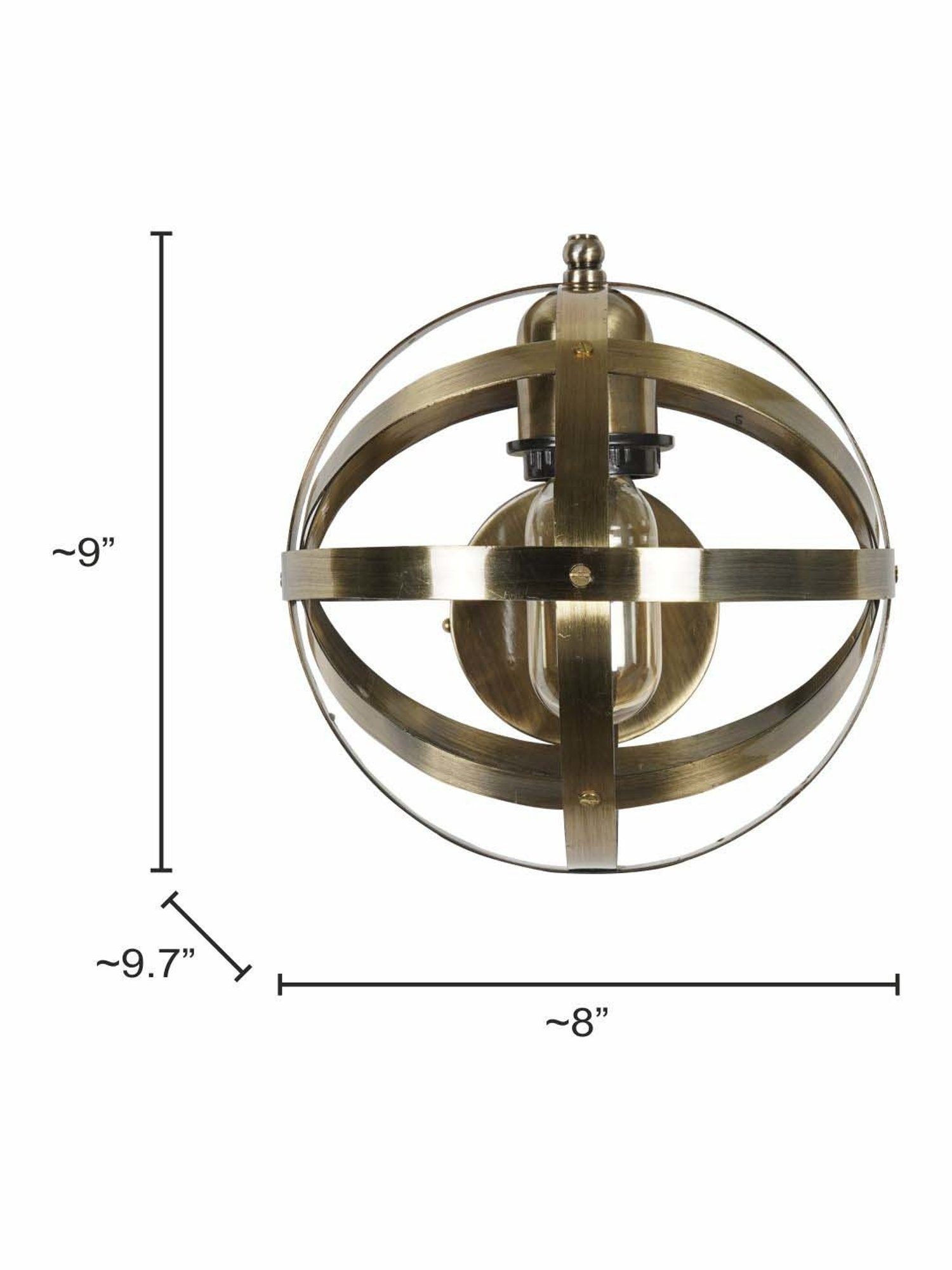 Fos Lighting 'Orb Cage' Antique Gold Steel Contemporary Wall Lamp - Set of 1