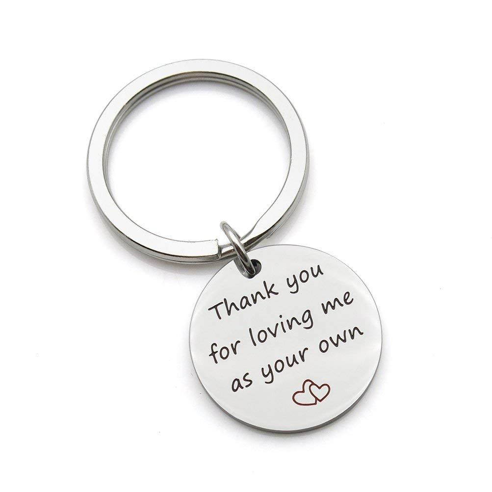 Thank you for loving me as your own mother father Gift step mom dad Gift wedding Stainless Steel Keychain Key Ring