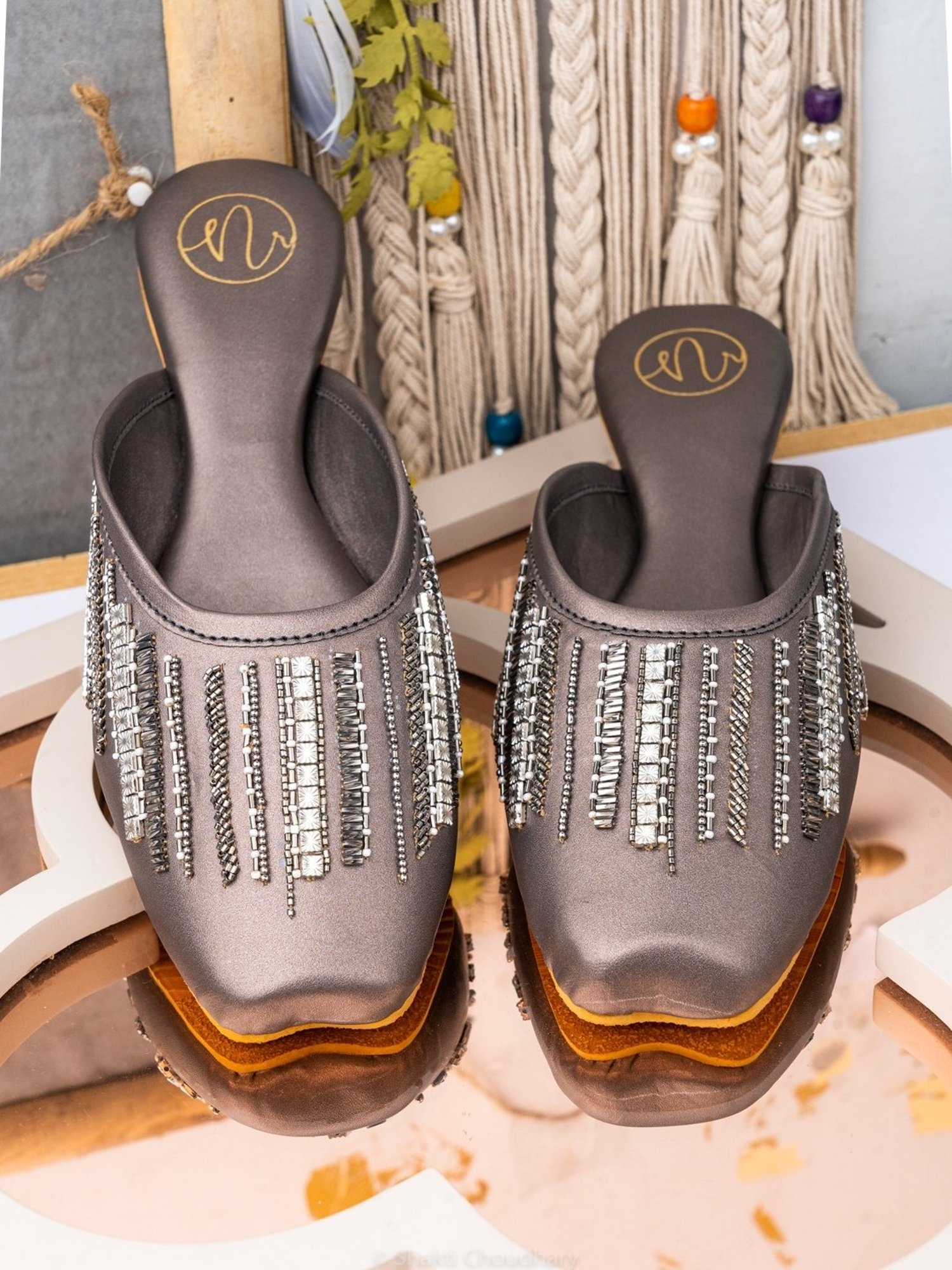 NR by Nidhi Rathi Women's Metallic Mule Shoes