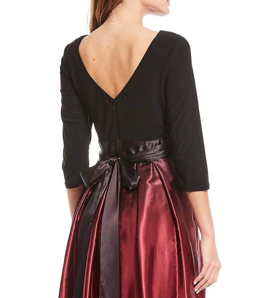 Ignite Evenings Ombre Satin 3/4 Sleeve Ball Gown