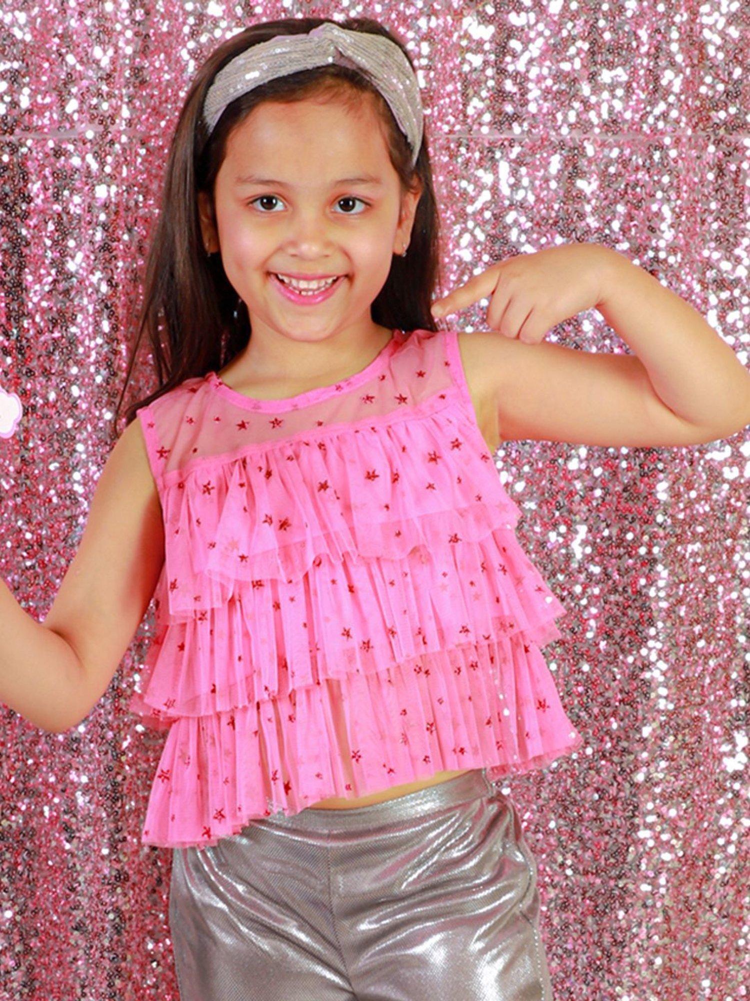 Lil Drama Kids Pink Embellished Top