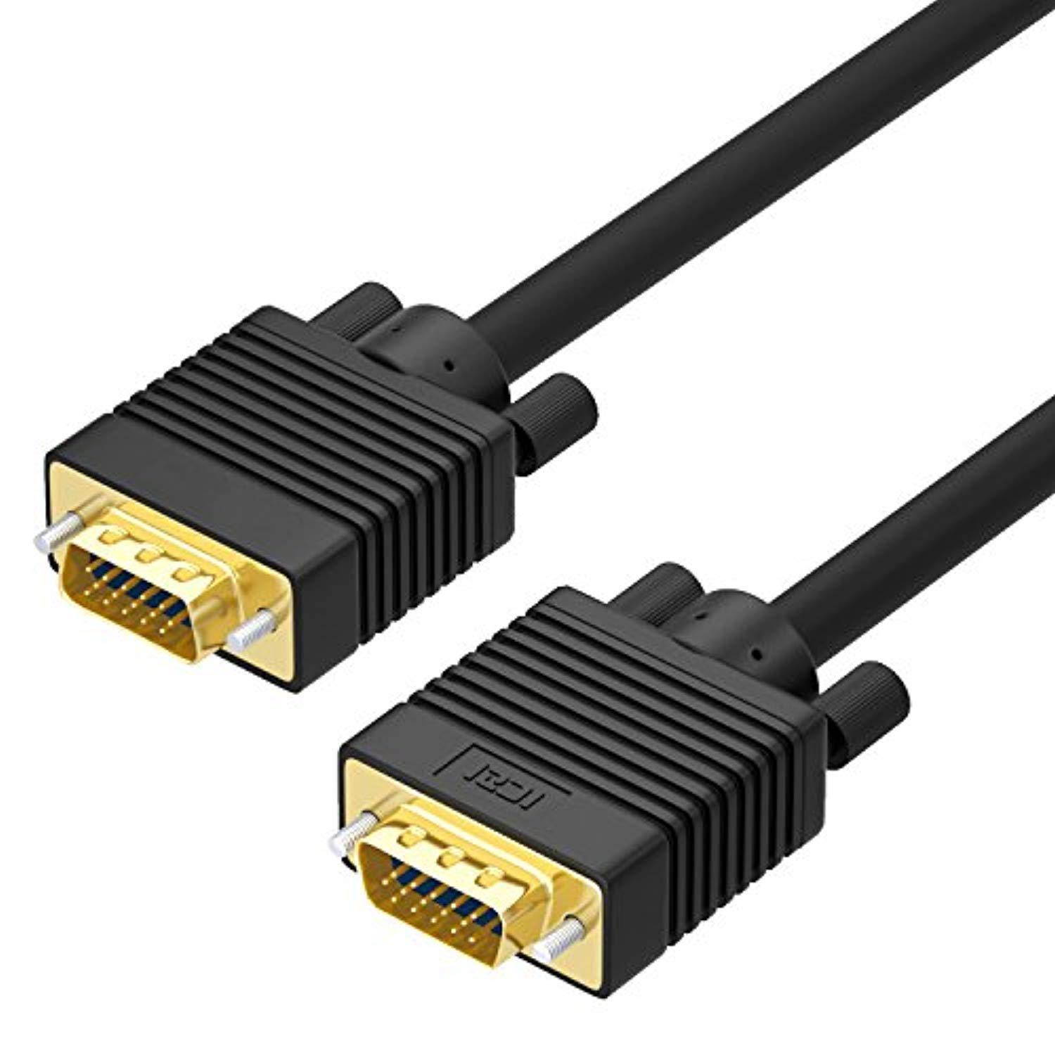 vga cable, iczi vga to vga cable gold plated high resolution for computer an monitor  black