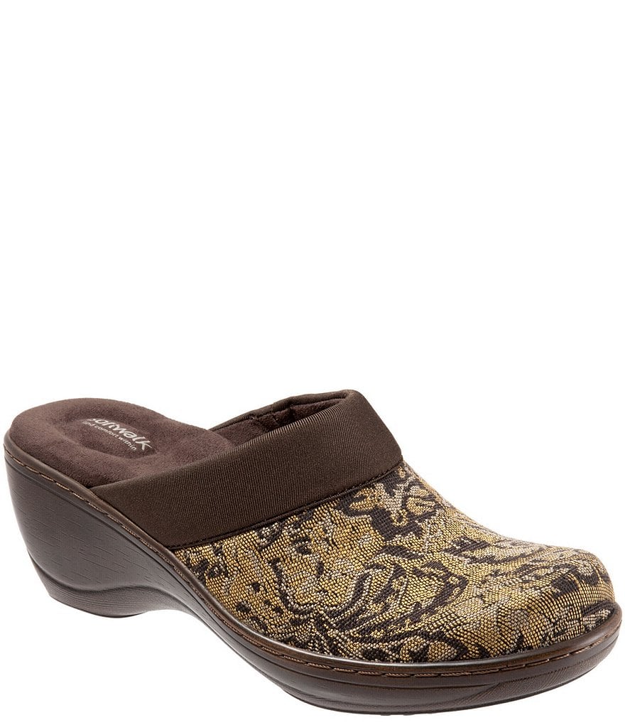 SoftWalk Murietta Brocade Floral Print Clogs