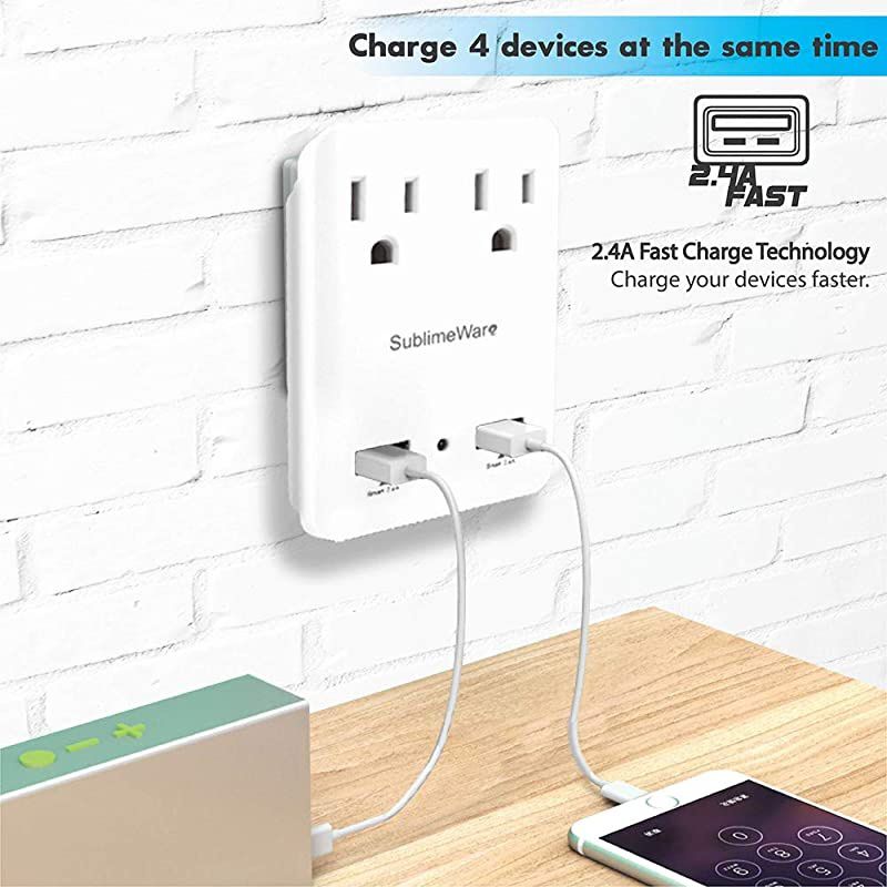 2000 W Travel Adapter Kit w/ 2 USB Ports & Outlets - International Power Adapter Plug Europe US UK Adaptor - 220-110V Adapter - Smart 2.4 A USB Electrical Charger Dual Voltage Device