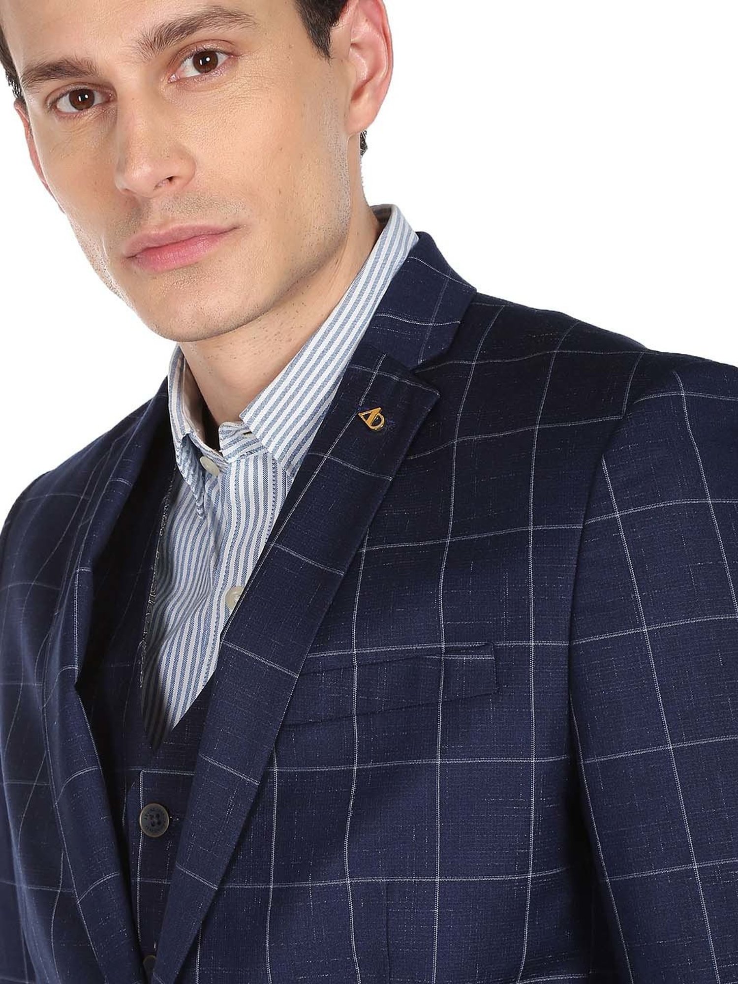 AD by Arvind Blue Notch Lapel 3 - Piece Suit