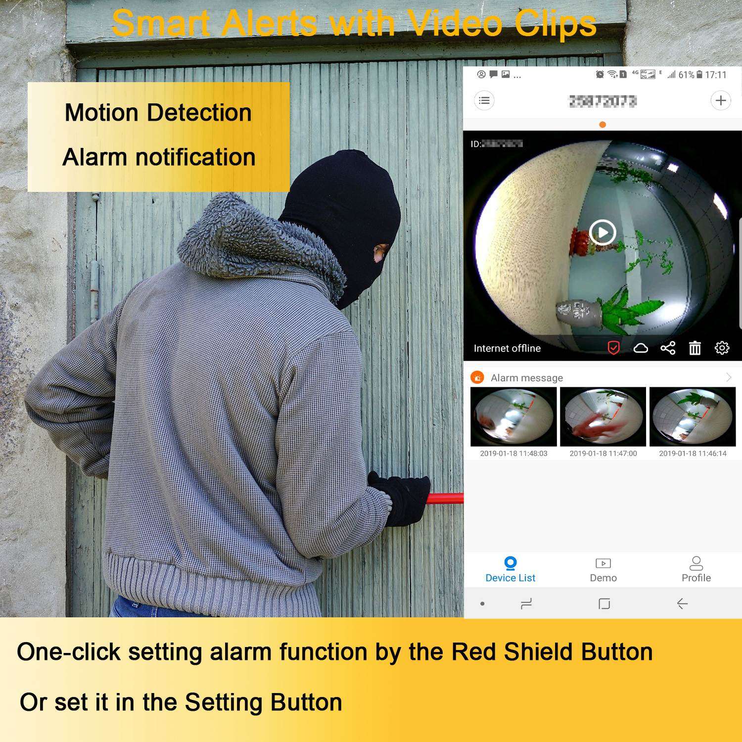 AUTENS Light Bulb Camera, 5MP HD 2.4GHz WiFi Wireles IP Cam 360 Panoramic Home Surveillance System Pet Baby Monitor E27 Bulb Fisheye Camera Motion Detection Alarm Night Vision for Android iOS