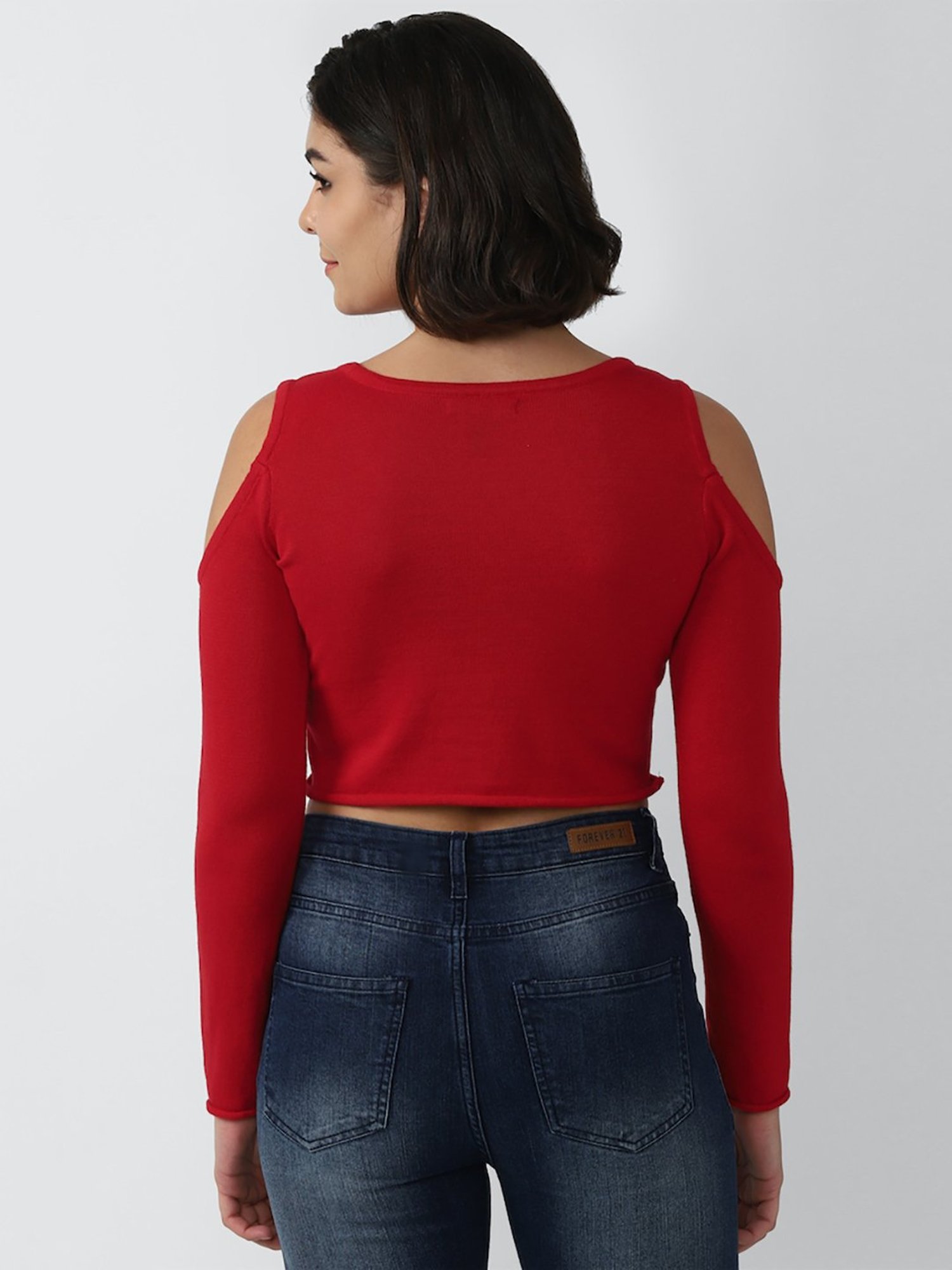 Forever 21 Red Cotton Crop Top