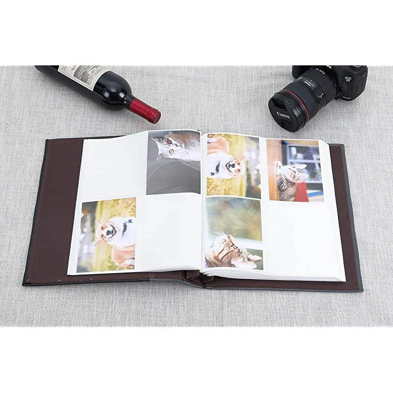 Photo Picutre Album 4x6 400 Photos Extra Large Capacity Leather Cover Wedding Family Photo Albums Holds 400 Horizontal and Vertical 4x6 Photos with White PagesBrown
