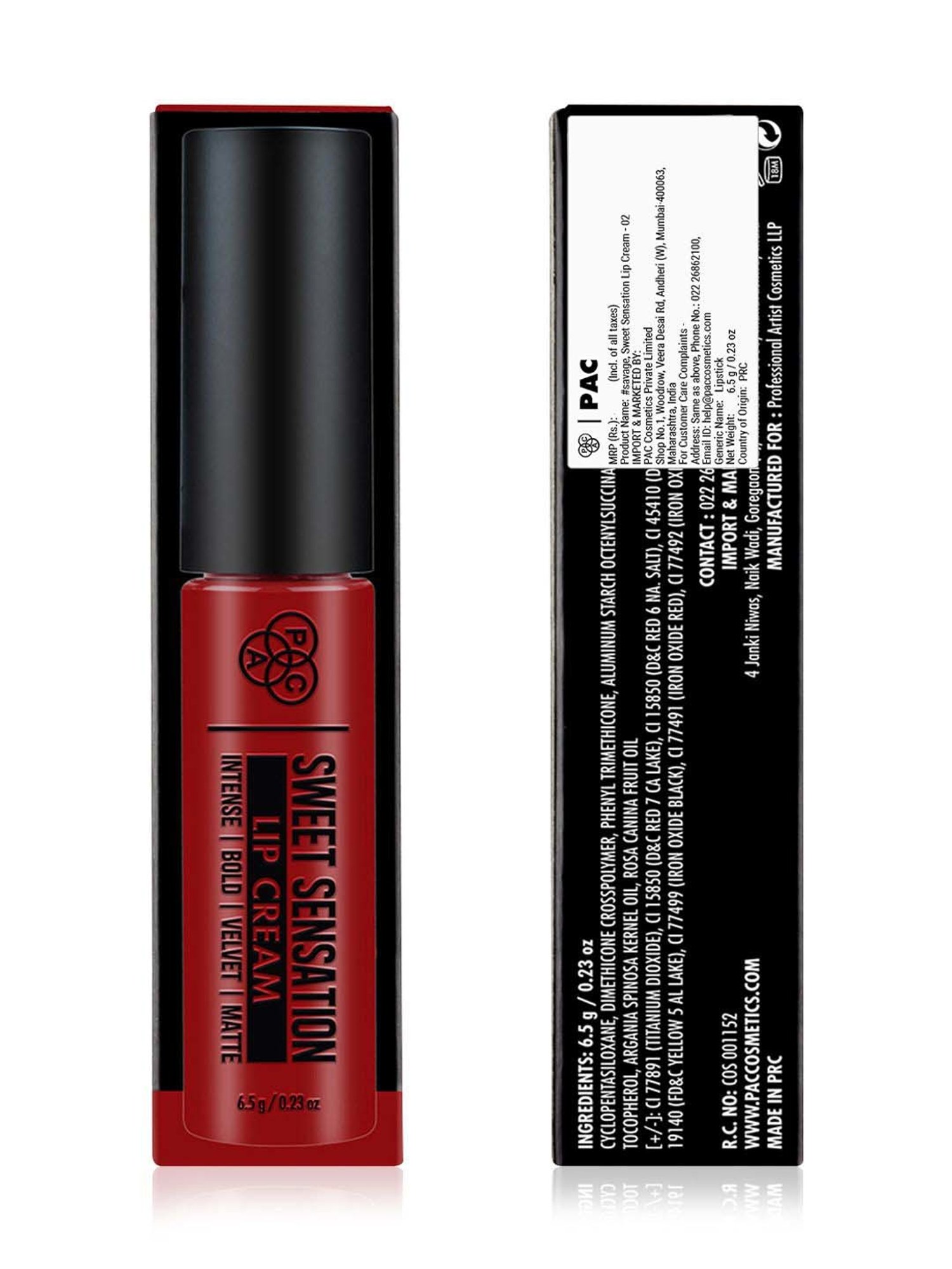 PAC Sweet Sensation Lip Cream - 02 #savage - 6.5 gm