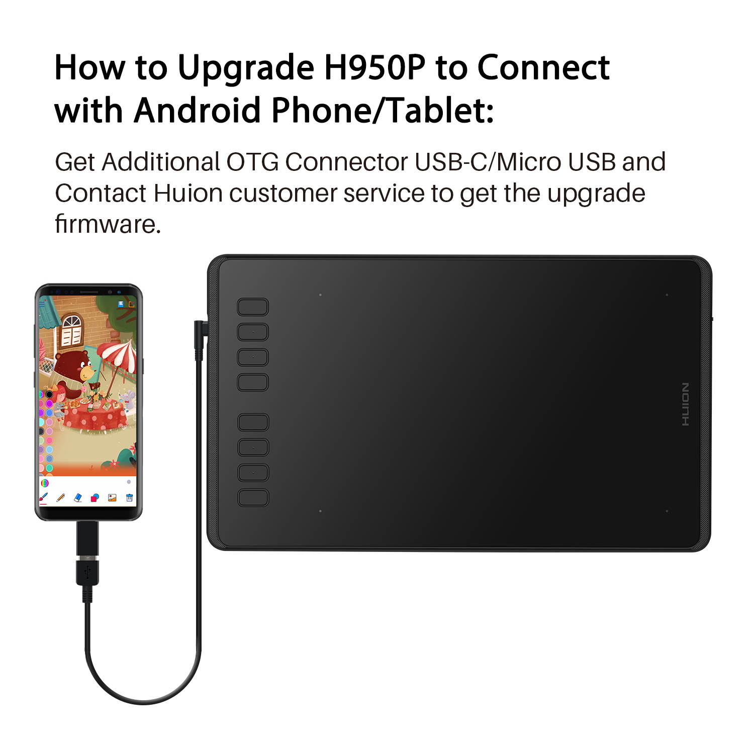 HUION Inspiroy H950P Android Supported Digital Graphics Drawing Tablet with Battery-Free Stylus 8192 Pressure Sensitivity Tilt 8 Express Keys for Art Animation Beginners