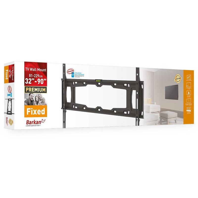 Barkan 32 - 90" Fixed Flat / Curved TV Wall Mount Black