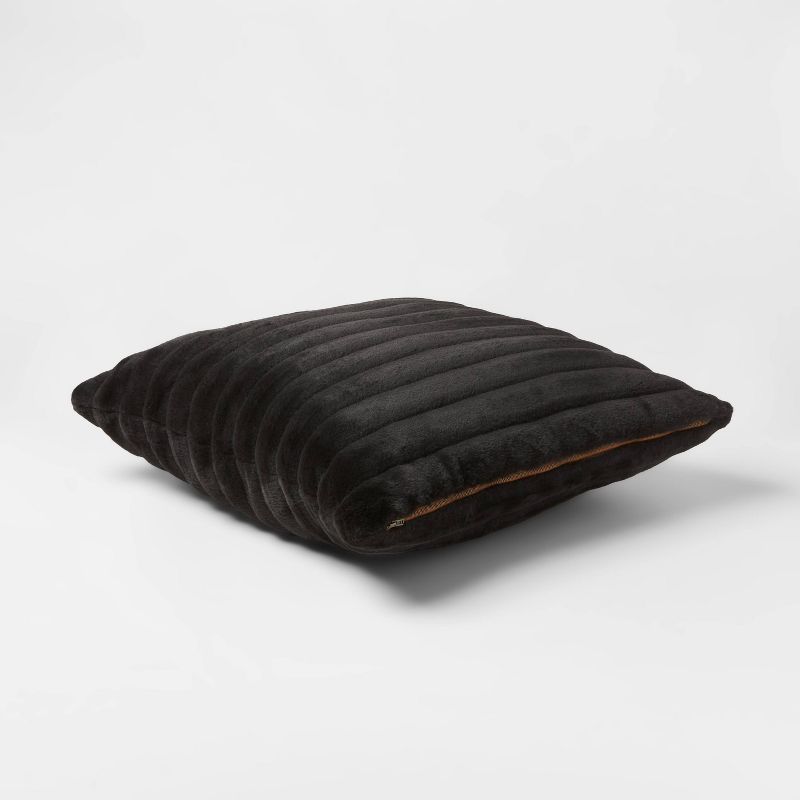 Euro Channeled Faux Fur Throw Pillow Black - Project 62™ + Nate Berkus™