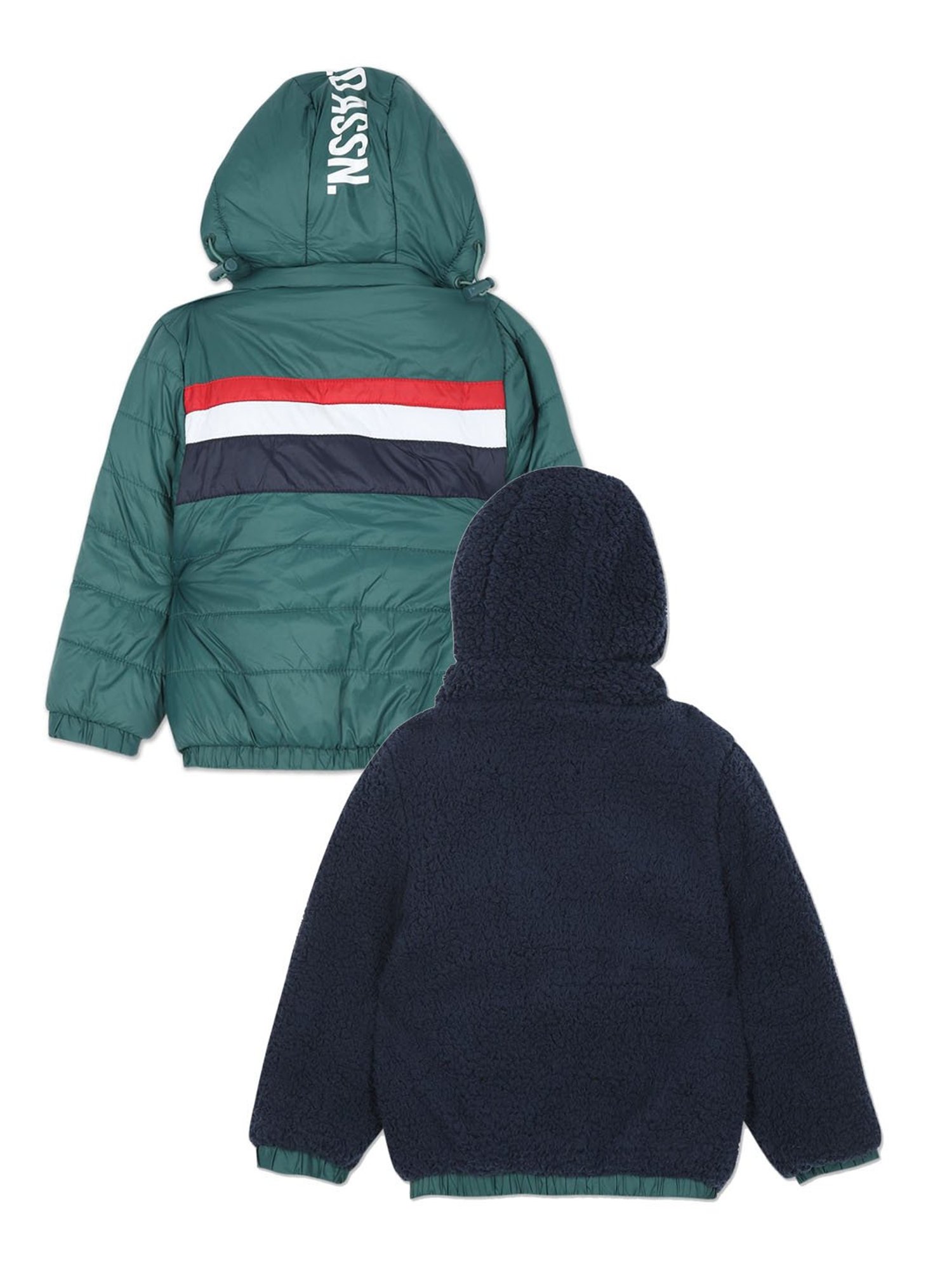 U.S. Polo Assn. Kids Dark Green & Navy Solid Full Sleeves Jacket