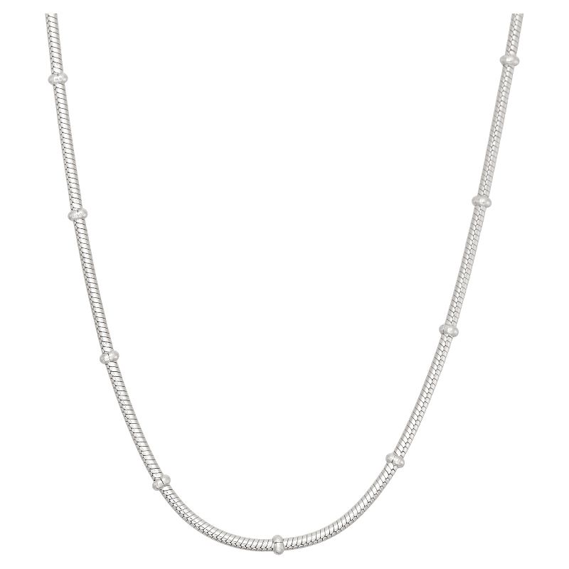 Tiara Sterling Silver 24" Rosary Snake Chain Necklace
