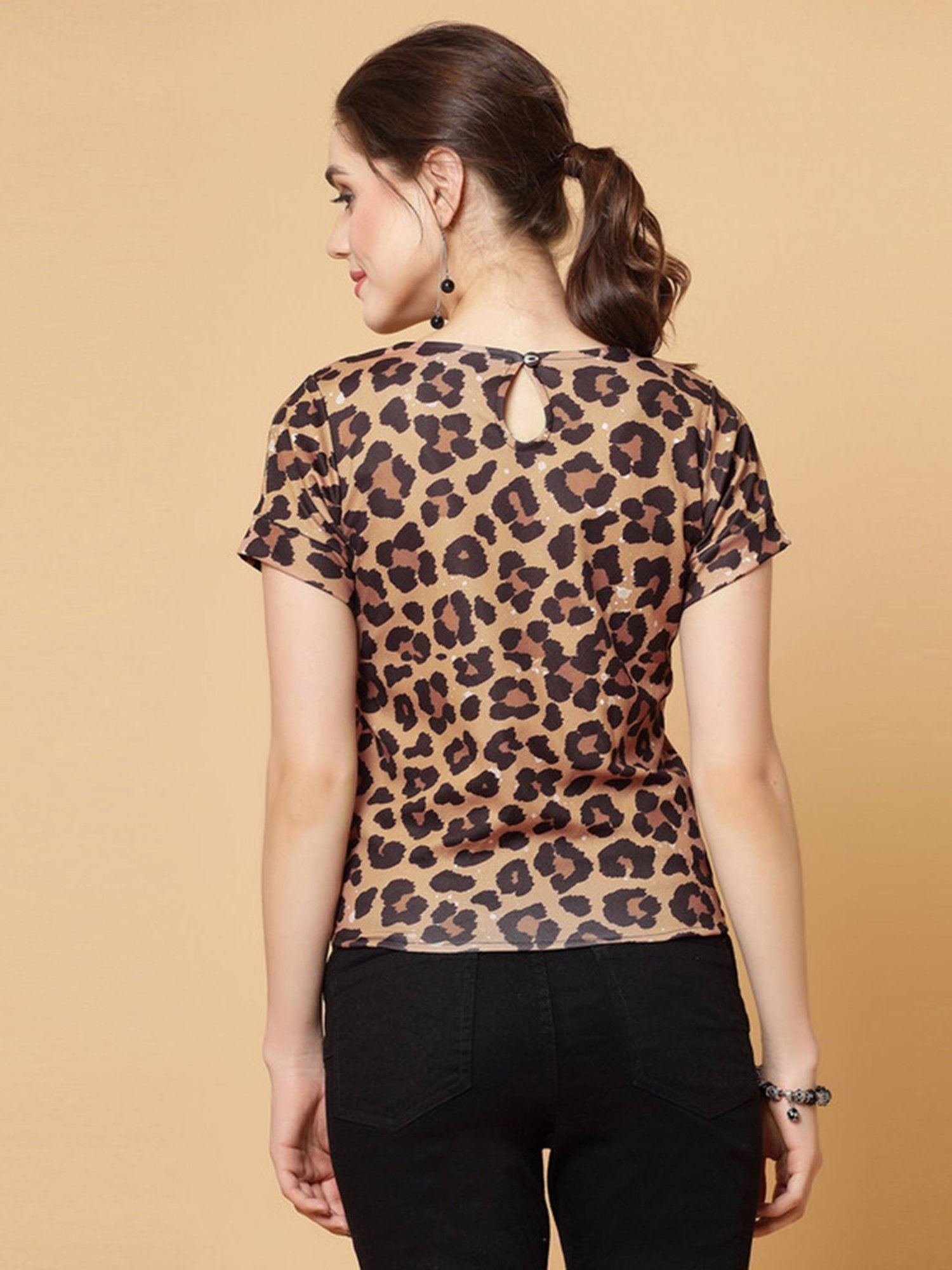 SELVIA Brown & Black Animal Print Top