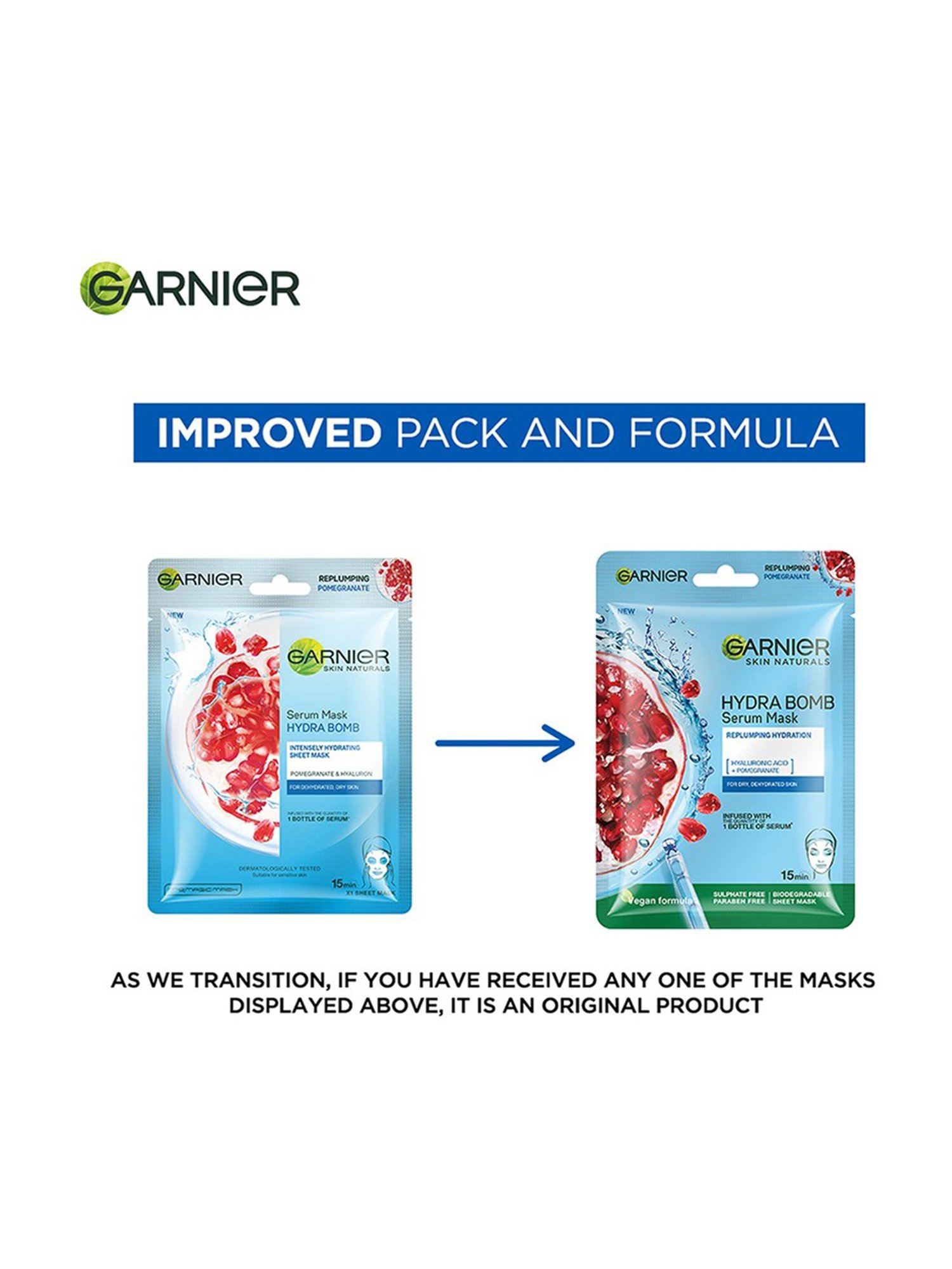 Garnier Skin Naturals Hydra Bomb Face Serum Sheet Mask Blue - 28 gm