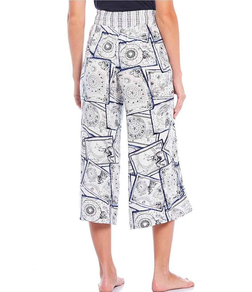 Refinery29 Cameo Astrological Postcard Printed Woven Cropped Palazzo Pants