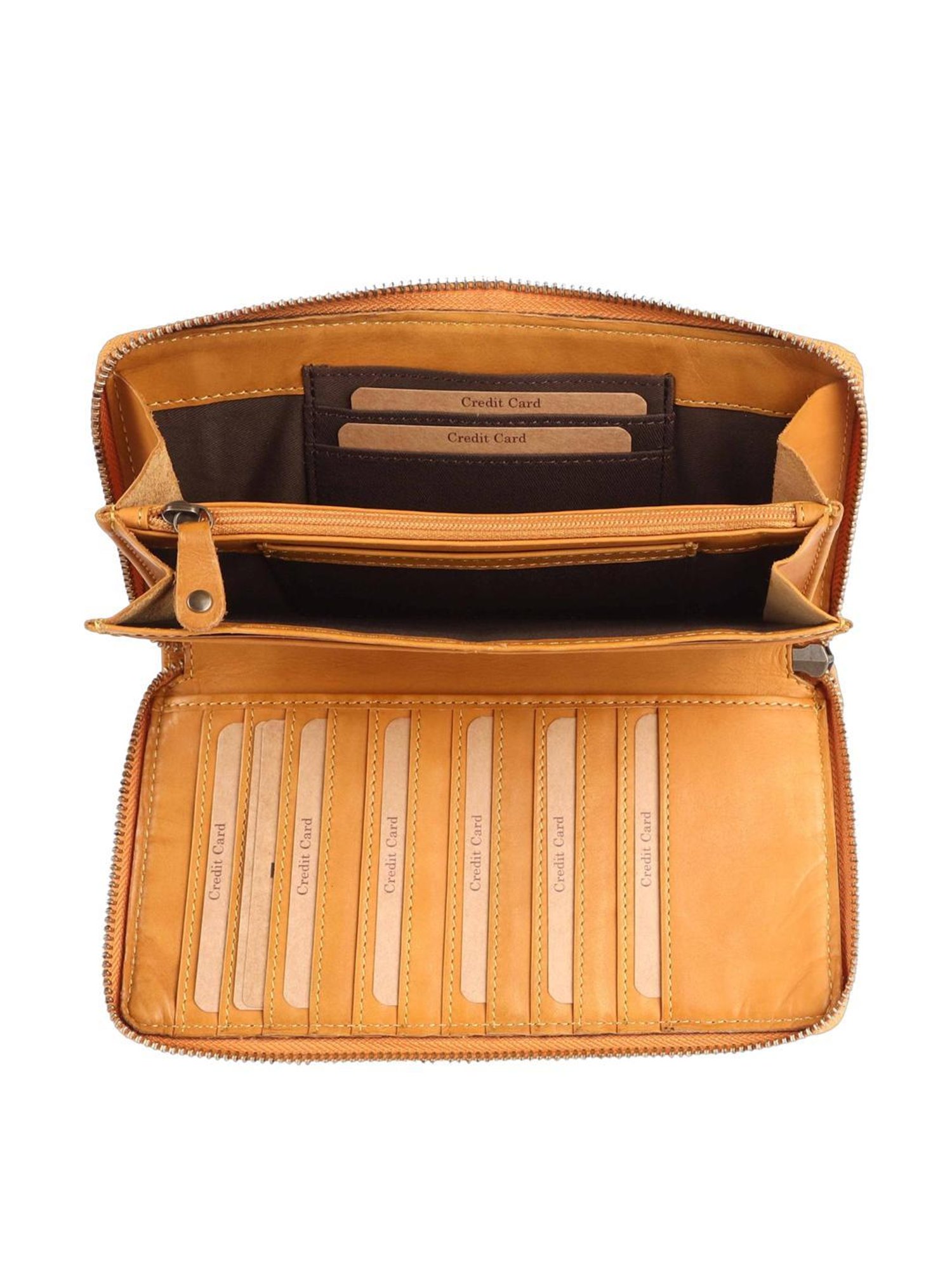 KOMPANERO BELLE Yellow Striped Zip Around Wallet for Women