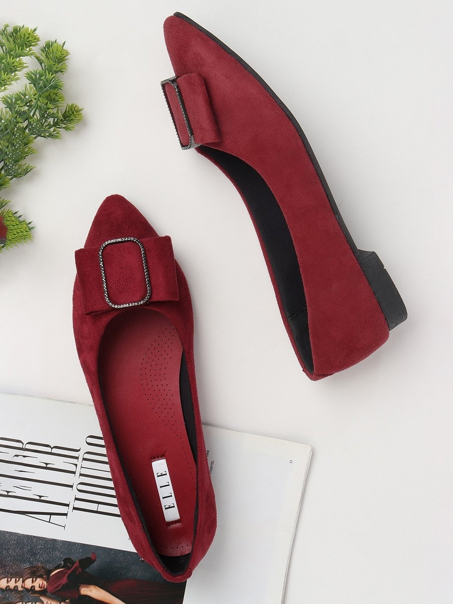 Elle Women's Maroon Flat Ballets
