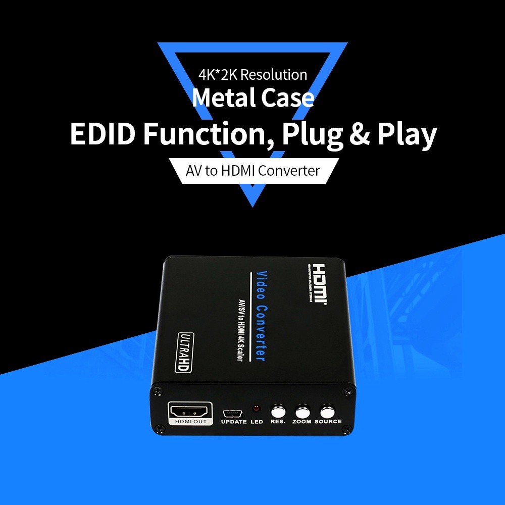 AM-9615 AV/SV to HDMI Converter Switch 4K*2K Scaler Converter Box for HDTV Video Scaling Adapter US Plug